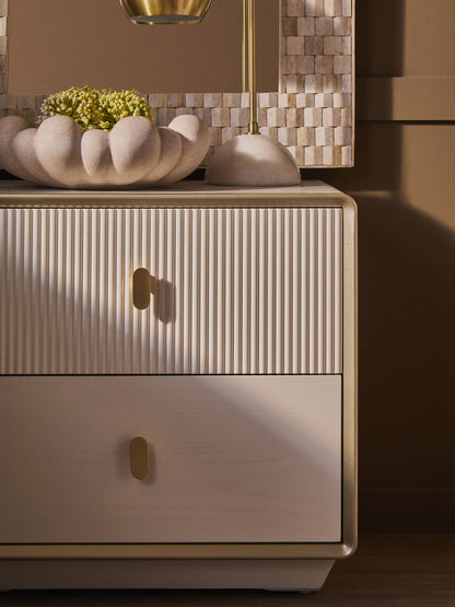 Dorsino Ivory Veneer Two Drawer Bedside Table