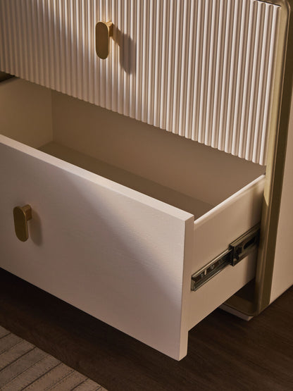 Dorsino Ivory Veneer Two Drawer Bedside Table