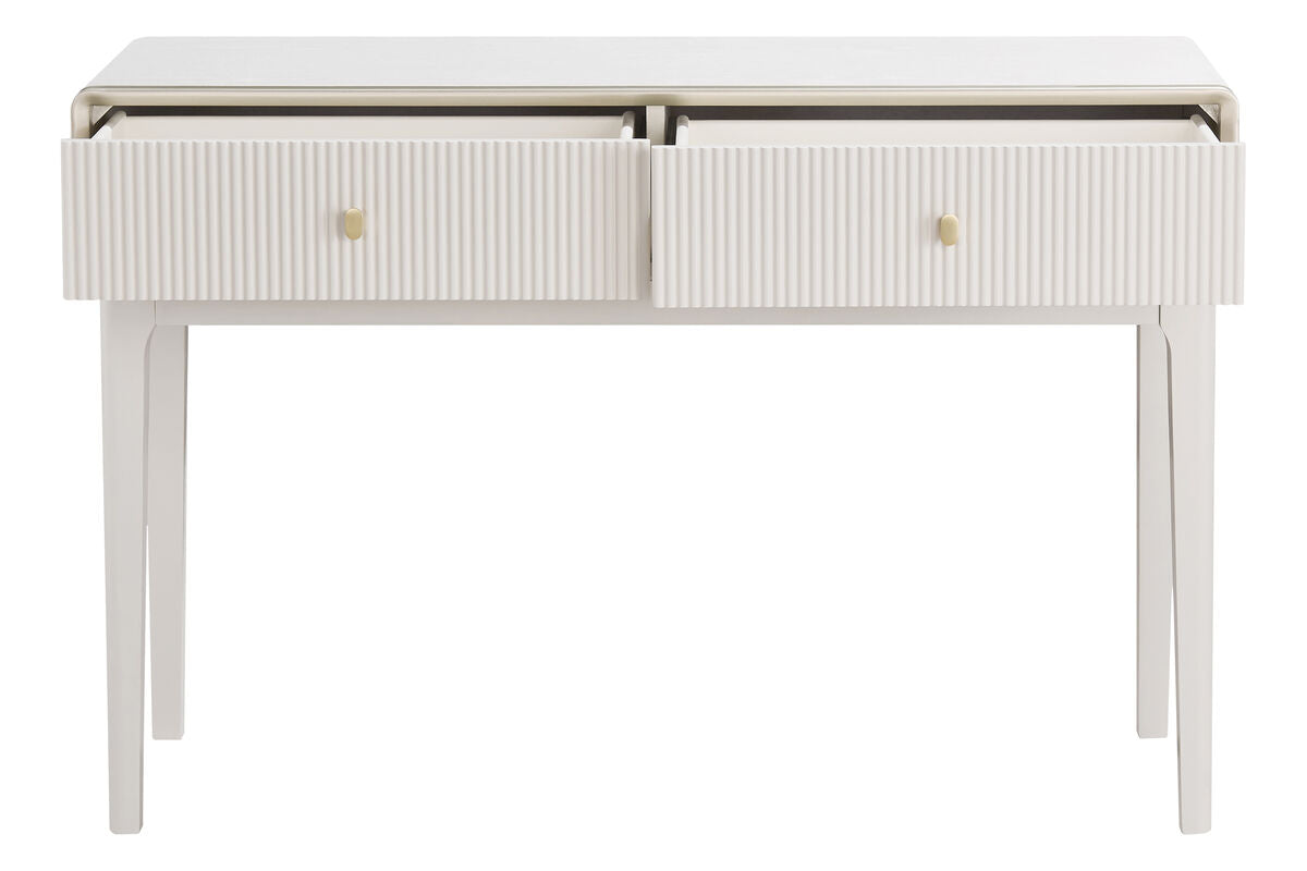 Ivory Wood Veneer Finish Two Drawer Dressing Table | Dorsino