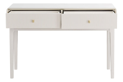 Ivory Wood Veneer Finish Two Drawer Dressing Table | Dorsino