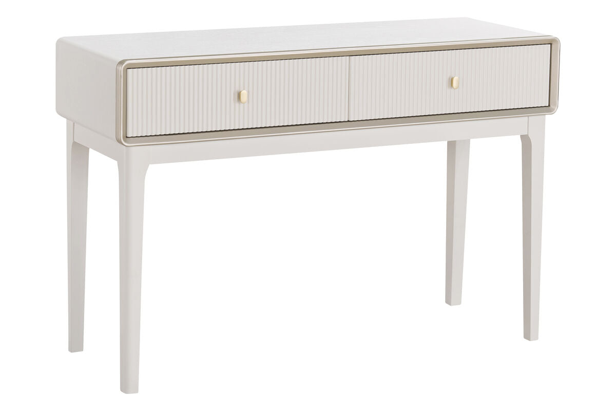 Ivory Wood Veneer Finish Two Drawer Dressing Table | Dorsino