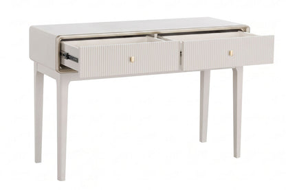 Ivory Wood Veneer Finish Two Drawer Dressing Table | Dorsino