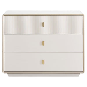 Ivory Wood Veneer Finish Three Drawer Chest | Dorsino