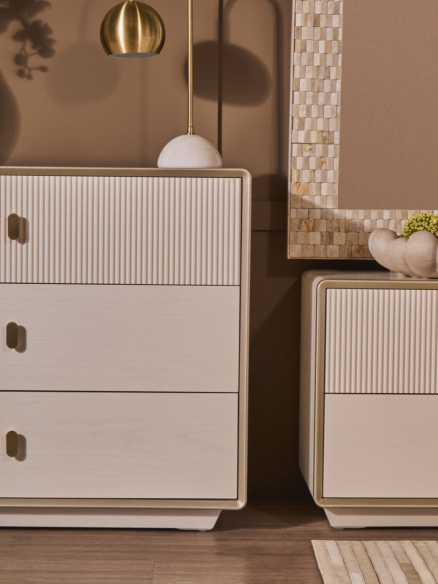 Dorsino Ivory Veneer Three Drawer Chest