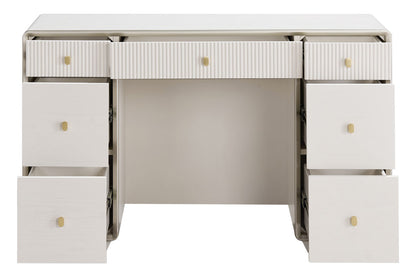 Ivory Wood Veneer Finish Seven Drawer Dressing Table | Dorsino