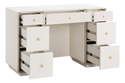 Ivory Wood Veneer Finish Seven Drawer Dressing Table | Dorsino