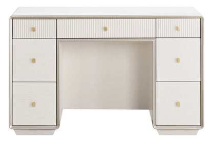 Ivory Wood Veneer Finish Seven Drawer Dressing Table | Dorsino