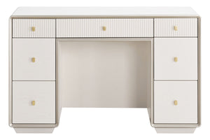 Ivory Wood Veneer Finish Seven Drawer Dressing Table | Dorsino