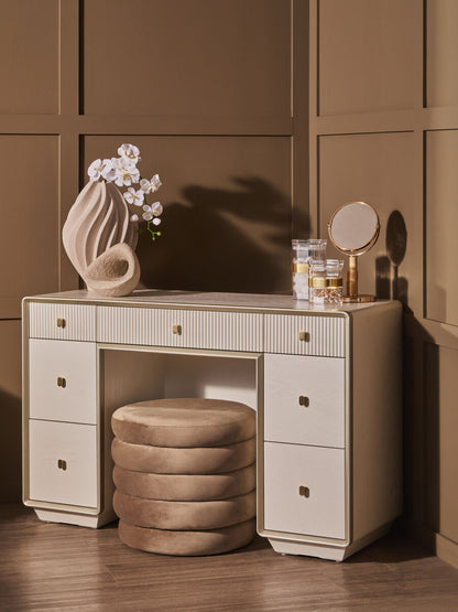 Dorsino Ivory Veneer Seven Drawer Dressing Table