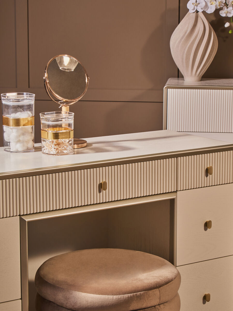 Dorsino Ivory Veneer Seven Drawer Dressing Table