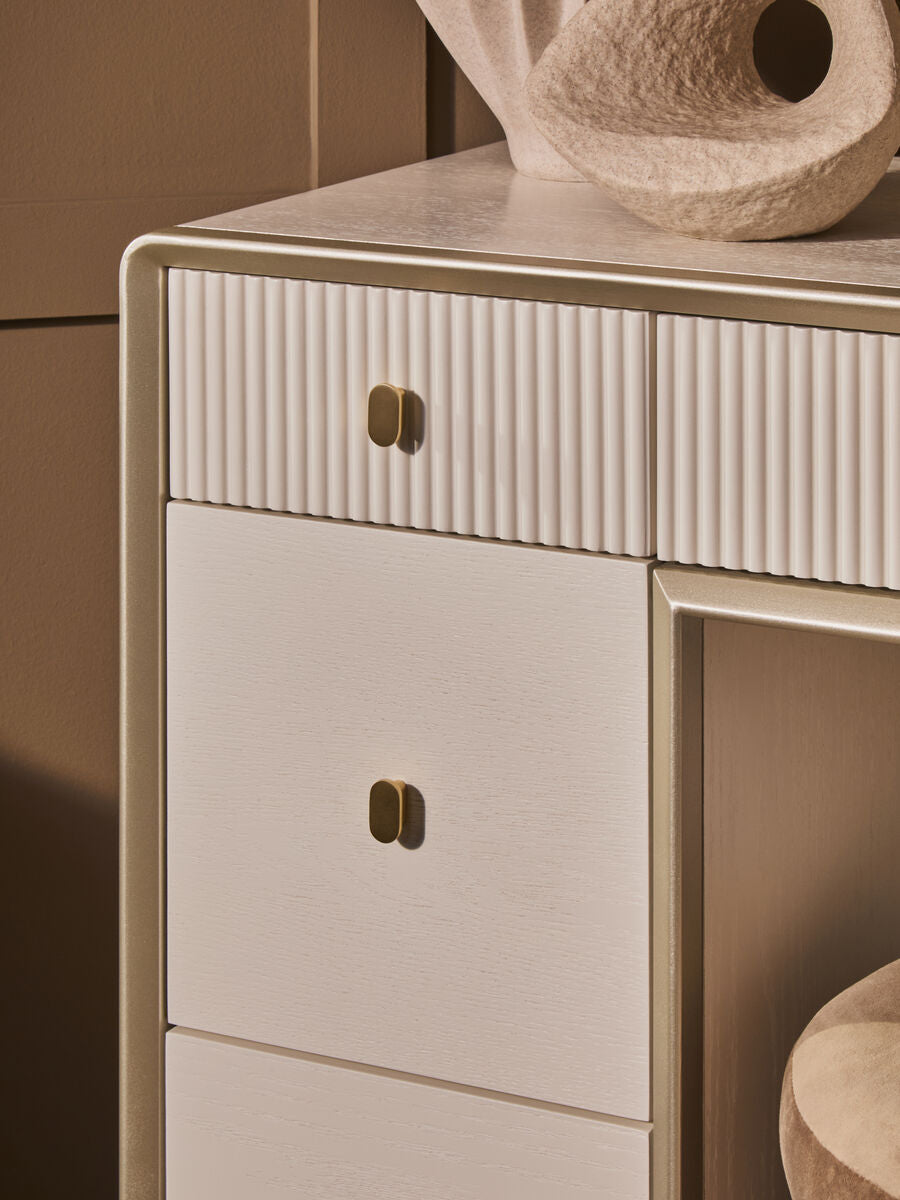 Dorsino Ivory Veneer Seven Drawer Dressing Table