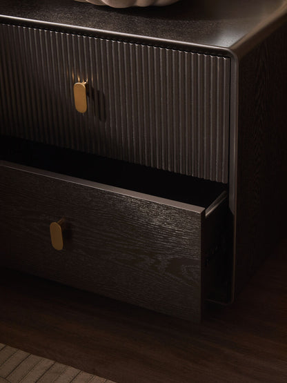 Dorsino Brown Grey Veneer Two Drawer Bedside Table