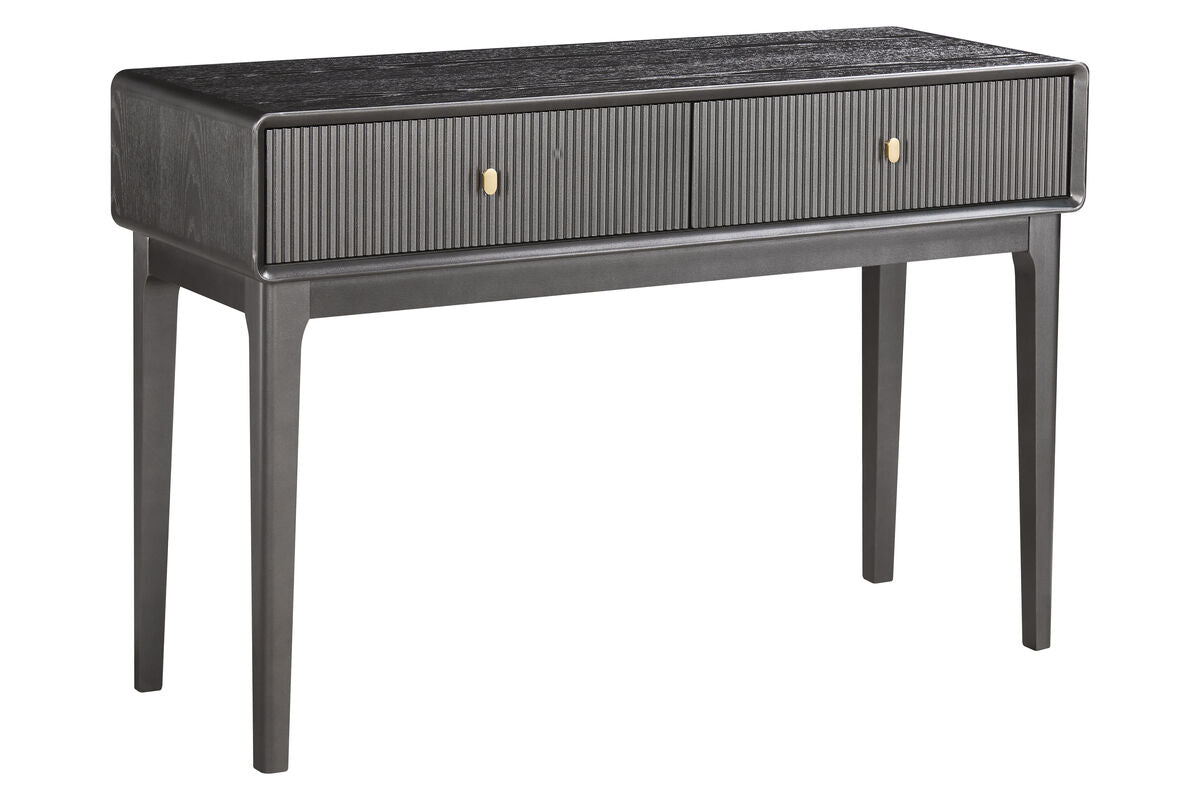 Brown Wood Veneer Finish Two Drawer Dressing Table | Dorsino