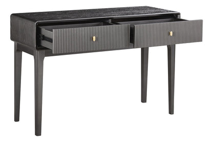 Brown Wood Veneer Finish Two Drawer Dressing Table | Dorsino