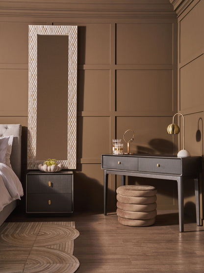 Dorsino Brown Grey Veneer Two Drawer Dressing Table
