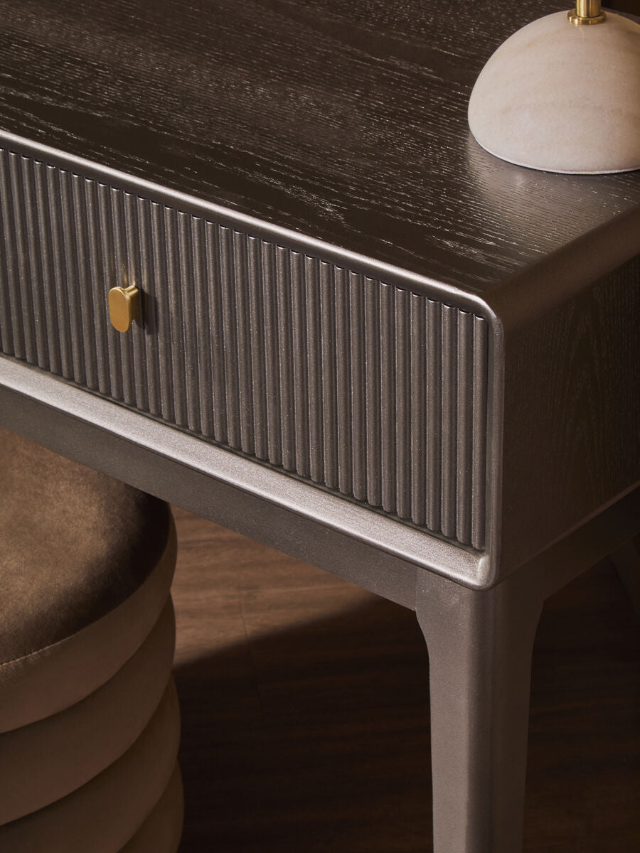 Dorsino Brown Grey Veneer Two Drawer Dressing Table