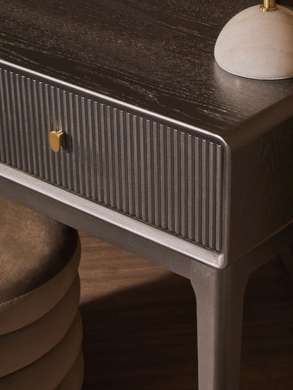 Dorsino Brown Grey Veneer Two Drawer Dressing Table