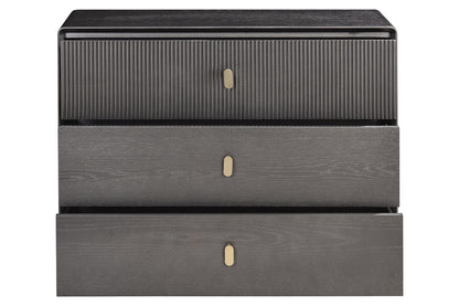 Brown Wood Veneer Finish Three Drawer Chest | Dorsino