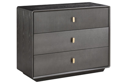 Brown Wood Veneer Finish Three Drawer Chest | Dorsino