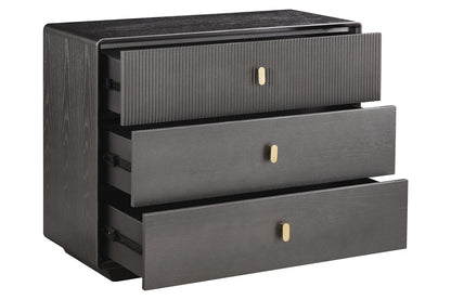 Brown Wood Veneer Finish Three Drawer Chest | Dorsino