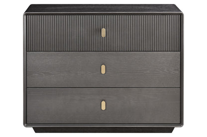 Brown Wood Veneer Finish Three Drawer Chest | Dorsino