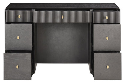 Brown Wood Veneer Finish Seven Drawer Dressing Table | Dorsino
