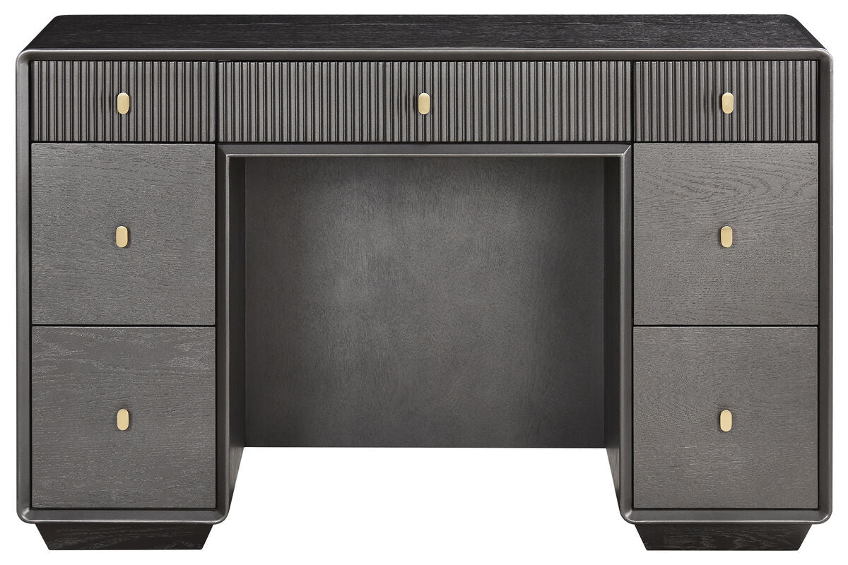 Brown Wood Veneer Finish Seven Drawer Dressing Table | Dorsino