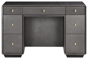 Brown Wood Veneer Finish Seven Drawer Dressing Table | Dorsino
