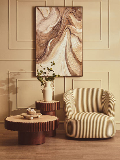 Babel Travertine and Mango Wood Round Side Table