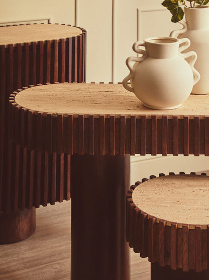 Babel Travertine and Mango Wood Console Table