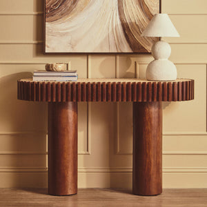 Babel Travertine and Mango Wood Console Table