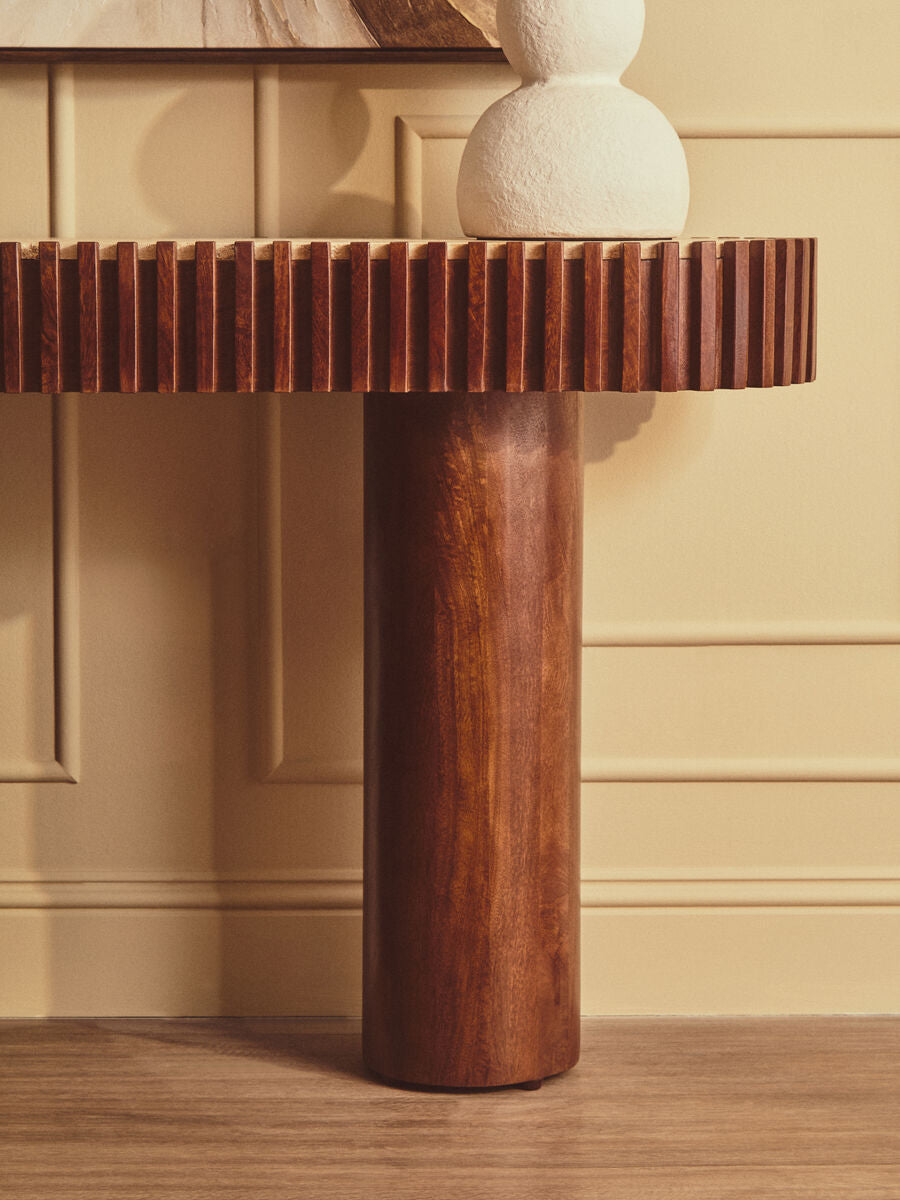 Babel Travertine and Mango Wood Console Table