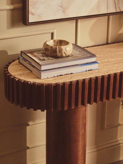 Babel Travertine and Mango Wood Console Table