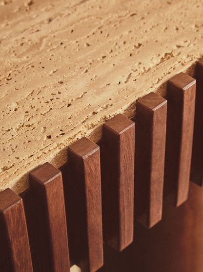 Babel Travertine and Mango Wood Console Table