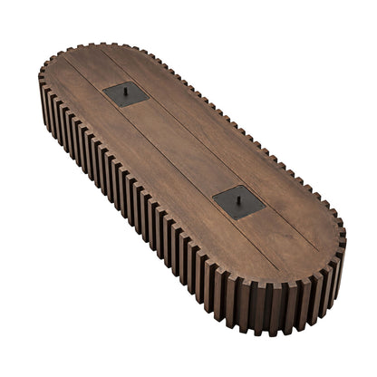 Mango Wood Travertine Top Pillar Legs Console Table | Babel