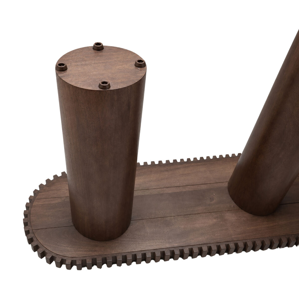 Mango Wood Travertine Top Pillar Legs Console Table | Babel