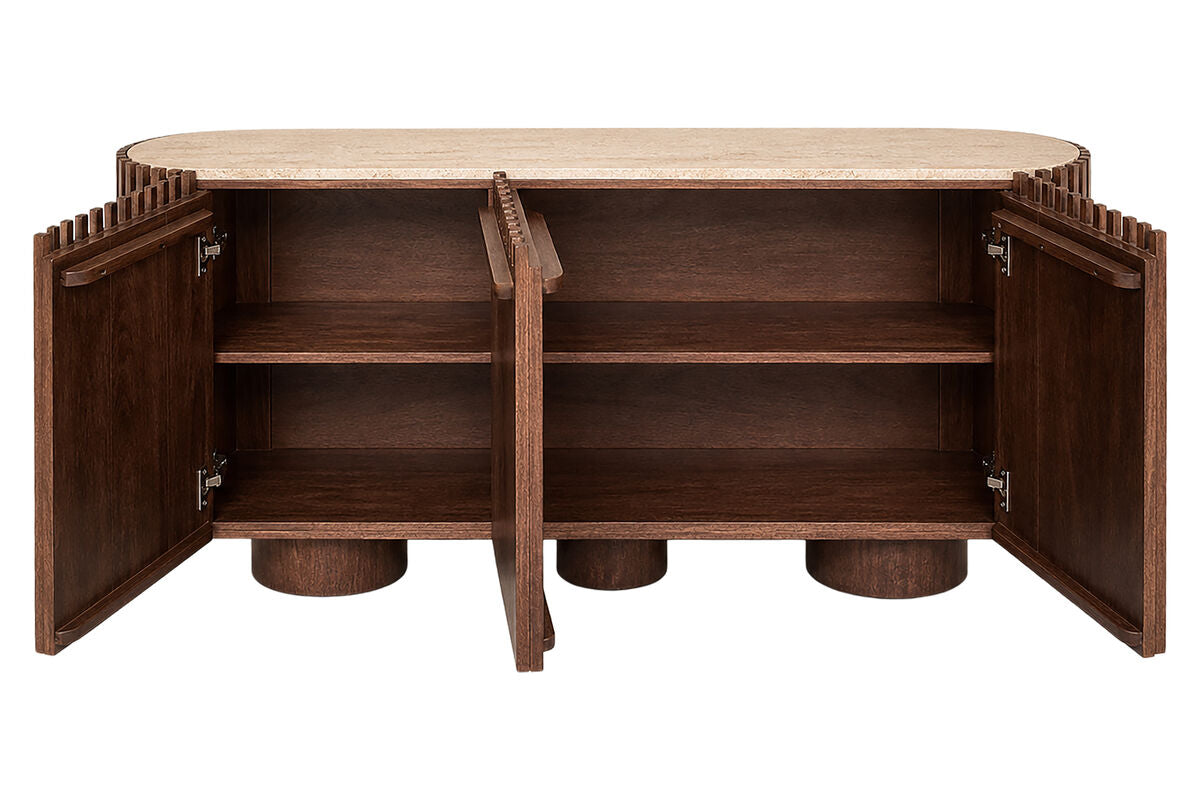 Babel Travertine and Mango Wood 2 Door Sideboard
