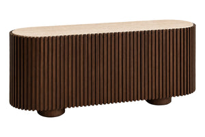 Mango Wood Travertine Top Curved Sideboard | Babel
