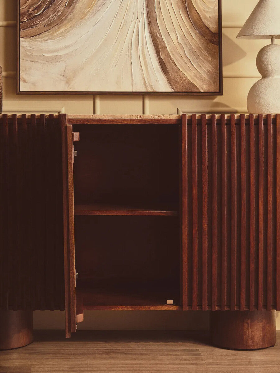 Babel Travertine and Mango Wood 2 Door Sideboard