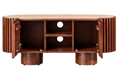 Babel Travertine and Mango Wood Media Unit
