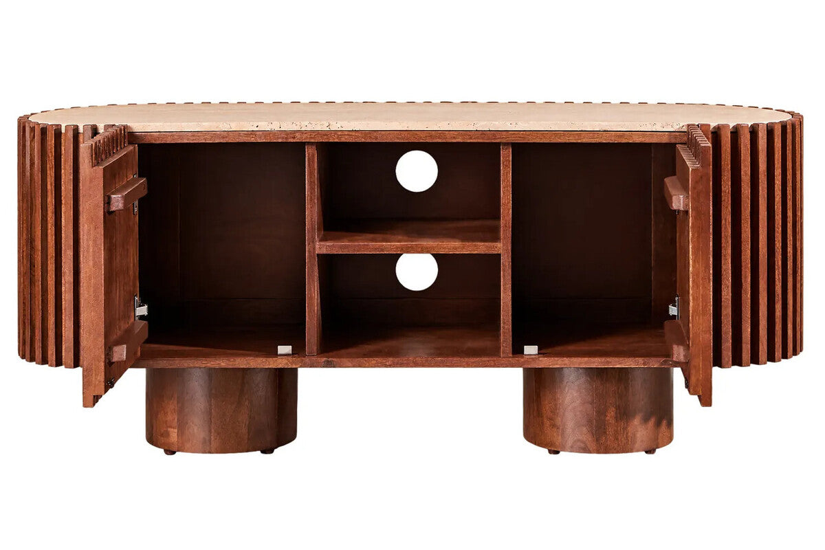 Babel Travertine and Mango Wood Media Unit