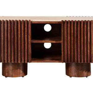 Babel Travertine and Mango Wood Media Unit