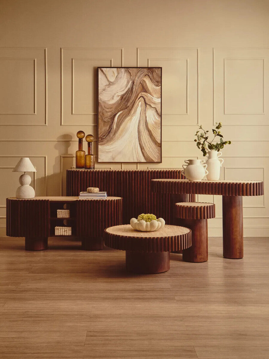 Babel Travertine and Mango Wood Media Unit
