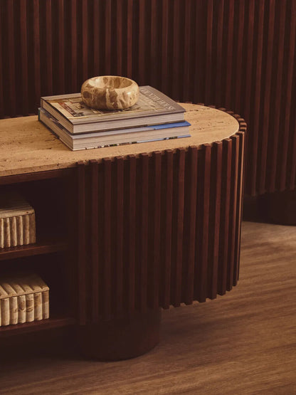 Babel Travertine and Mango Wood Media Unit