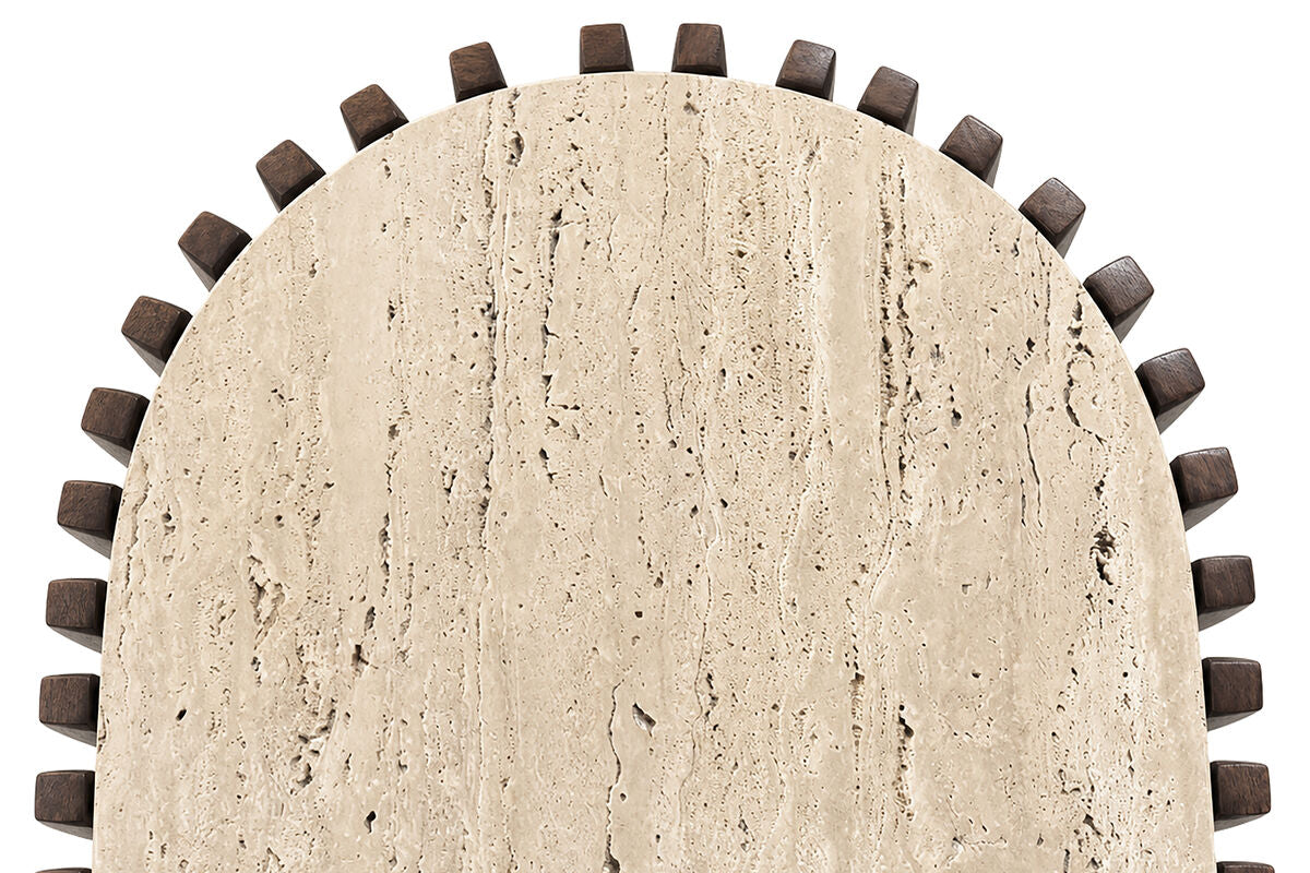 Mango Wood Travertine Top Curved Media Unit | Babel