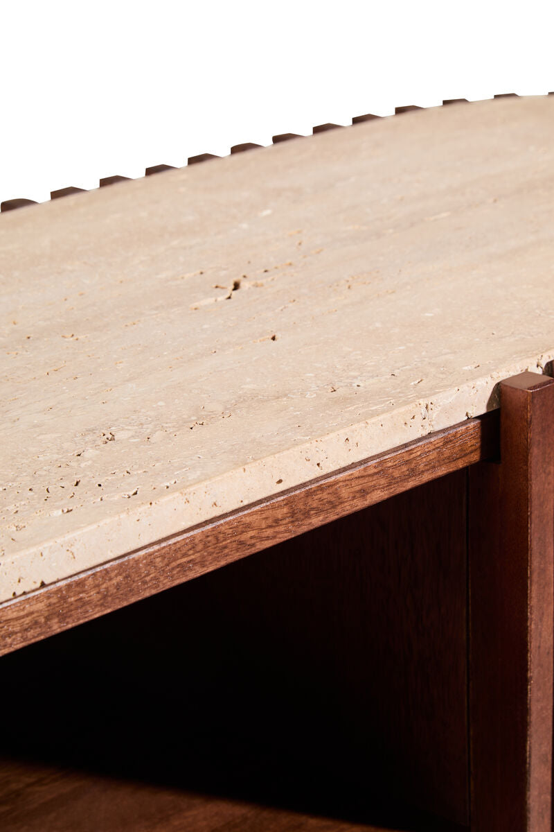 Babel Travertine and Mango Wood Media Unit
