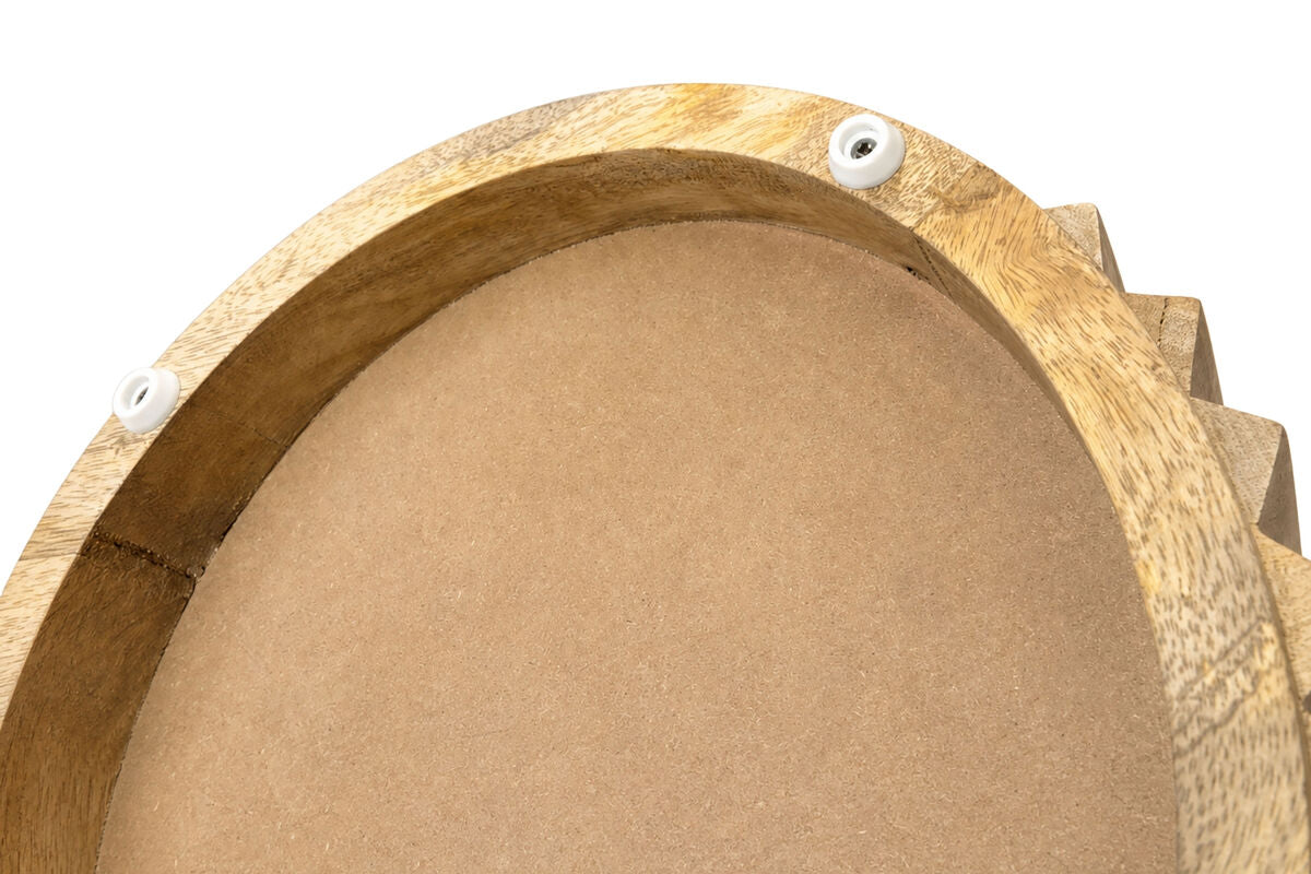 Round Natural Mango Wood Ridge Carve Detail Side Table | Barto