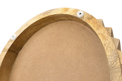 Round Natural Mango Wood Ridge Carve Detail Side Table | Barto