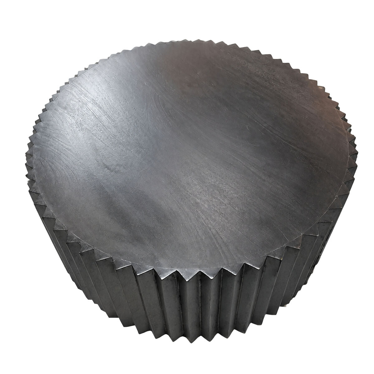 Round Black Finish Mango Wood Ridge Carve Detail Coffee Table | Barto