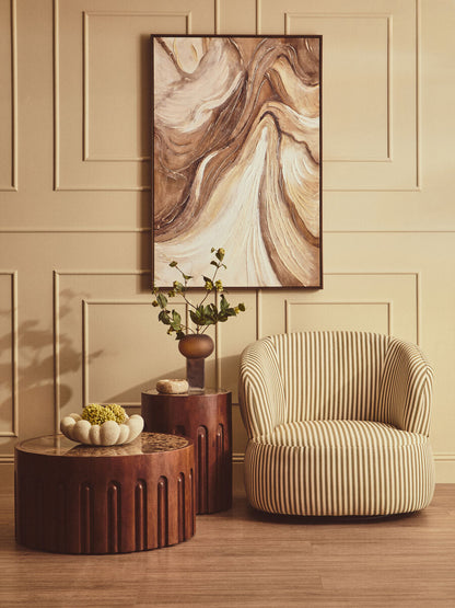 Barola Brown Marble and Dark Mango Wood Coffee Table